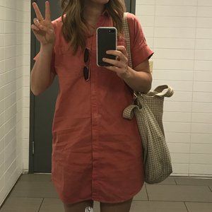 madwell courier shirtdress, hand dyed with madder,